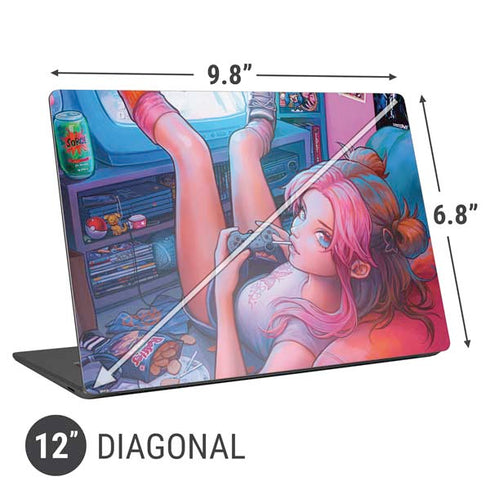 Pink Hair Anime Gamer Girl by Ivy Dolamore Universal Laptop 12in (9.8 x 6.8in) Skin